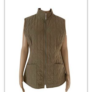 Barbour Size 6 Olive Zip Front Quilted 3 Season Vest